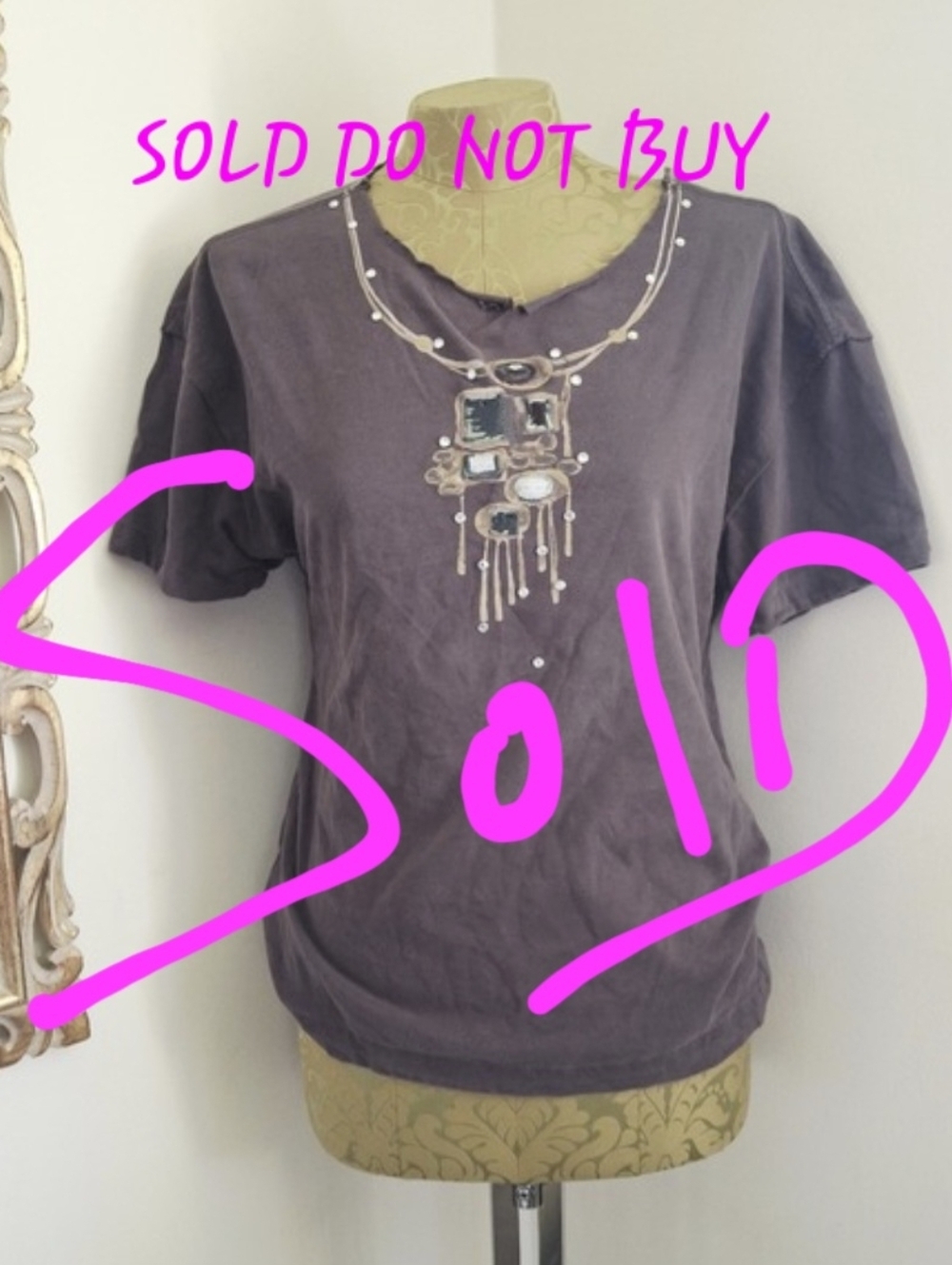 Birth of Royal Child Gemstone Tee Grey Womens Distressed Re-Worked Gothic Luxury